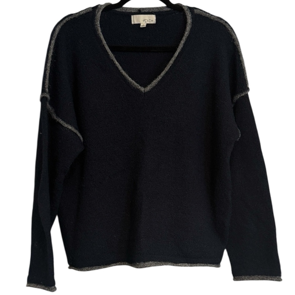 Pinch Oversized Navy Blue and Grey Wool Blend Sweater